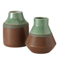 Vase Noella H15cm Steingut grün/braun