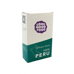 Organic raw cacao mass from Peru, 500g block. Dark brown color, solid block shape.