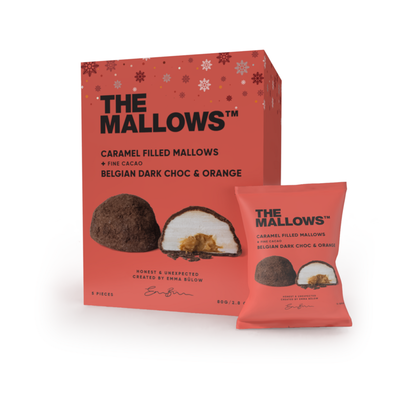 CARAMEL FILLED MALLOWS + DARK CHOC & ORANGE - 5 PCS