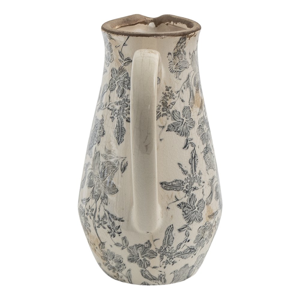 Decoratie Kan 20x14x25 cm Grijs Beige Keramiek Bloemen