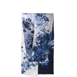 Delft blue floral patterned silk scarf, suitable for use as a smartphone case accessory.