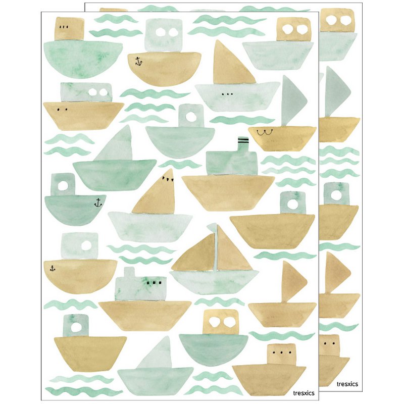 Akvarel både wallsticker