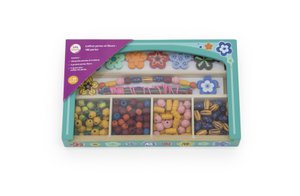 Kralen- en bloemendoos - 180 houten kralen