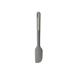  A grey spatula with a balanced handle design, suitable for cooking and baking tasks.