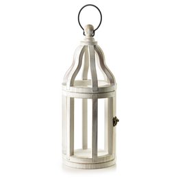  Tall cylindrical lantern with metal frame, glass panels, cream and silver finish, modern geometric style, decorative hanging lantern.
