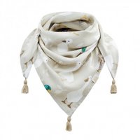 Bamboo scarf with tassels - Ducks - beige