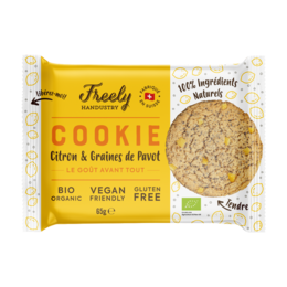 Lemon and poppy seed cookies, vegan and gluten-free, made with natural ingredients.