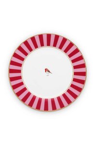 Plate Love Birds Stripes Red-Pink 21cm