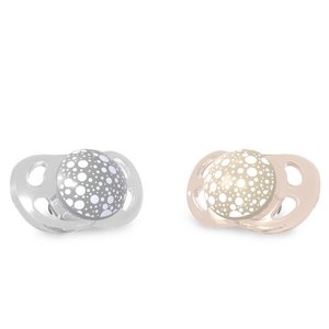 Set of 2 pacifiers 2m+ pastel gray+beige