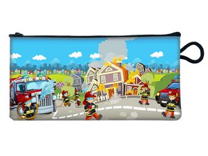 Täschchen mit Feuerwehr aus Kunstleder 21x10cm