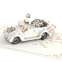 Wedding car with lesbian bride and groom pop-up card