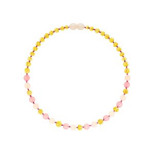 Amber necklace child - lemon and rose quartz - 32 cm