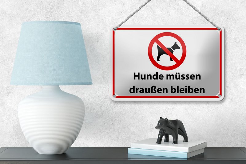 Tin sign notice 18x12cm dogs must stay outside decoration