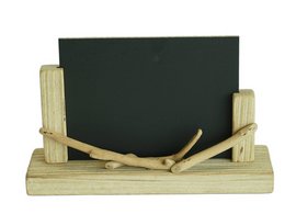 A wooden labeling board with a stand, measuring 25x8x16cm, suitable for displaying information or labels.