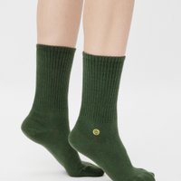 Bio Socken Retro Style - Grüne Tennissocken mit gesticktem Logo
