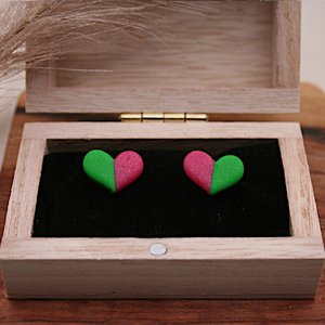Kinderoorbellen Little Heart Green & Ruby