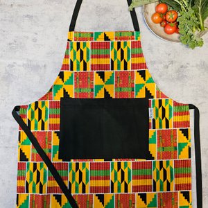 Afrikanische Druckschürze mit Tasche | Handgefertigtes Kente -Druck