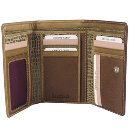 Sunsa damesportemonnee. Leren portemonnee. Portemonnee met RFID-bescherming. Portemonnee gemaakt van overgebleven leer. Grote portemonnee voor dames met veel vakjes voor creditcards - portemonnee voor dames, cadeau-idee