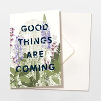 Vouwkaart 'good things are coming' paarse bloemen, FSC gecertificeerd