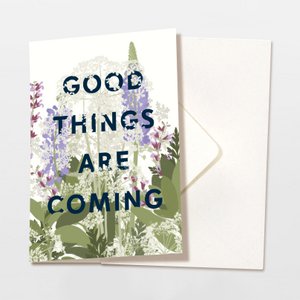 Folding card 'good things are coming' purple flowers, FSC certified