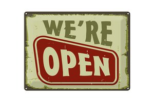 Blikken bordje notitie 40x30cm Wij zijn open