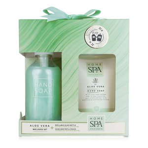 Handpflegeset HOME SPA mit Seifenspender aus Glas und Refill-Seife