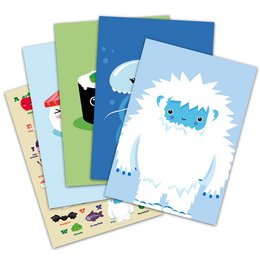 A set of 5 kawaii-style children's posters featuring colorful, whimsical designs of various animals and objects. The posters are suitable for decorating a child's room or nursery.