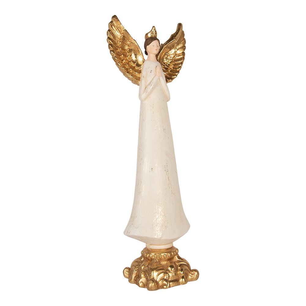 Decoratie Beeld Engel 27x18x78 cm Beige Kunststof