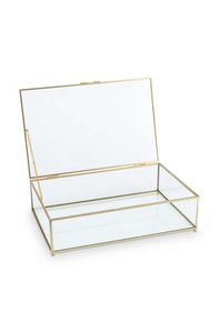 Storage Box Glass with Metal Golden Frame 21x33x9cm