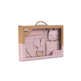 ENSEMBLE DOUDOU + BANDANA + ANNEAU DE DENTITION - MOD. OSO - ROSE FONCÉ