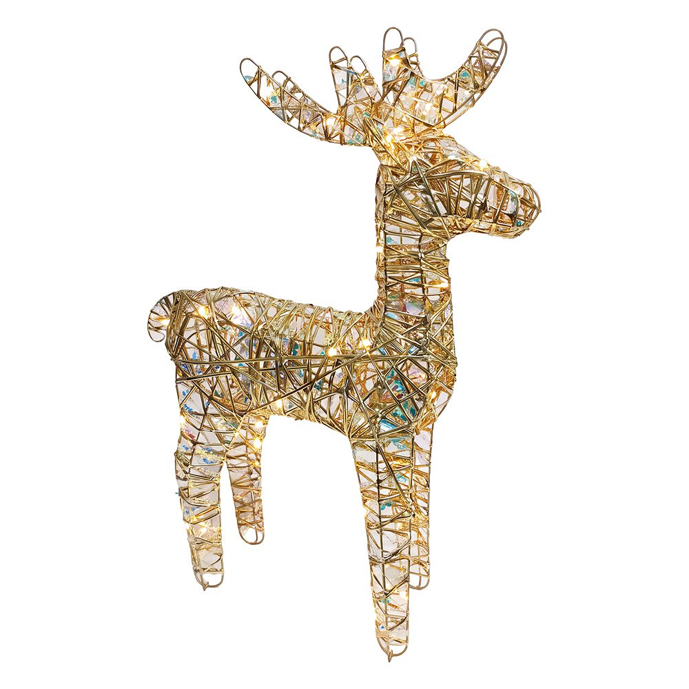 Kerstdecoratie met LED-verlichting Hert 43x14x61 cm / 3xAA Goudkleurig Metaal