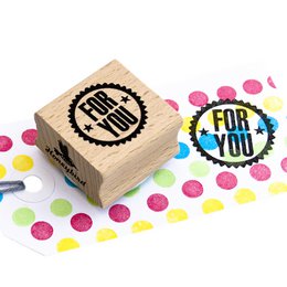 Ronde stempel - "FOR YOU" tekst - Mintgroen