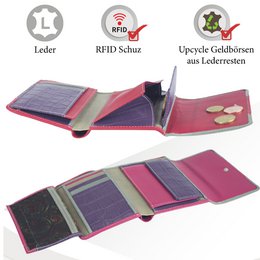 Sunsa damesportemonnee. Leren portemonnee. Portemonnee met RFID-bescherming. Portemonnee gemaakt van overgebleven leer. middelgrote portemonnee voor dames met veel creditcardvakjes - portemonnee voor dames, cadeau-idee