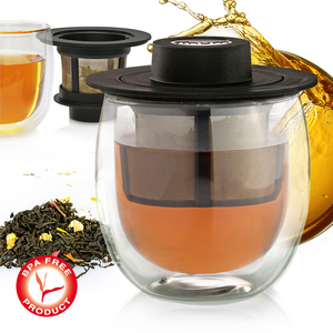 WARMGLASSYSTEEM, 200 ml, dubbelwandig theeglas + permanent filter