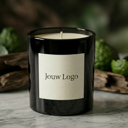  "Soft almond scented candle, black matte cylindrical jar, minimalist design, luxury home fragrance"