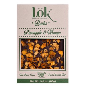 Donkere chocoladereep met mango en ananas | 70% cacao | 85 g