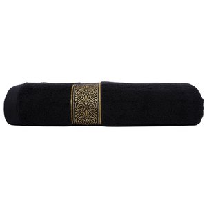 Luxe saunahanddoek | Premium kwaliteit gemaakt van 100% Egyptisch katoen | Paneel met elegant sierborduurwerk in goud | 90x180cm