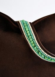 BOHO IBIZA BAG - Tracolla Menta Avorio (70cm) + Borsa Scamosciata (Cacao)