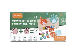 Montessori houten bord met vilten handen, vingers, cijfers tellen en rekenspeelgoed