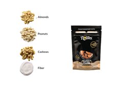 A mix of sweet nuts including almonds, peanuts, and cashews in a black package labeled "Sweet Nuts".