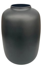 Tall, cylindrical black vase with a simple, minimalist design.