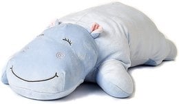 Plush light blue hippopotamus toy, ultra soft, 60 cm length, perfect for cuddling and play.