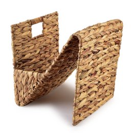  Woven water hyacinth file holder in natural tan color, rectangular shape with cutout handles, measures 31x31x31cm.