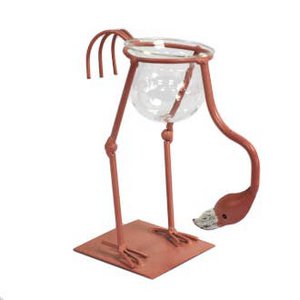 Hydroponische Heimdekoration – Rosa Metall-Flamingo Des 3