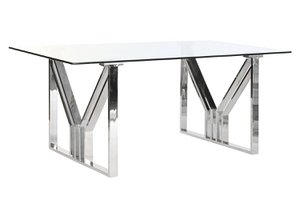 GLASS STEEL DINING TABLE 180X90X75 CHROME MB199634