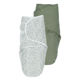  Soft, cozy swaddle blanket in a cheetah print and solid forest green color. Ideal for swaddling newborns and infants.