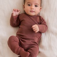 Woolen Boxpakje / Crawling -Anzug - Merinowolle - Zimt