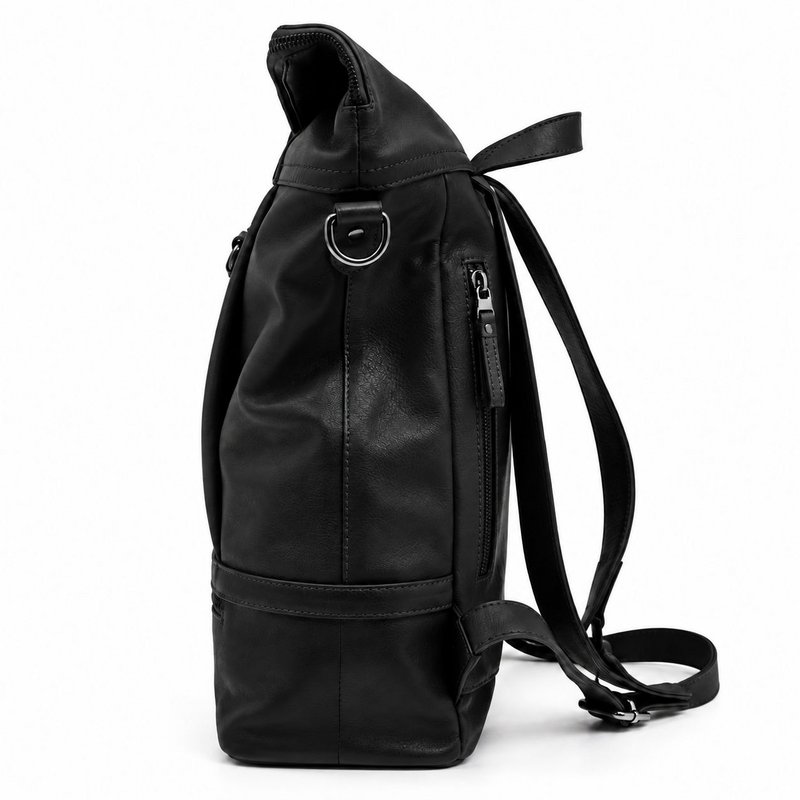 Rolltop rygsæk rygsæk Leder sort