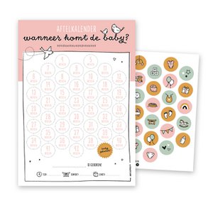 Schwangerschafts-Countdown-Kalender | rosa | inkl. Aufkleber