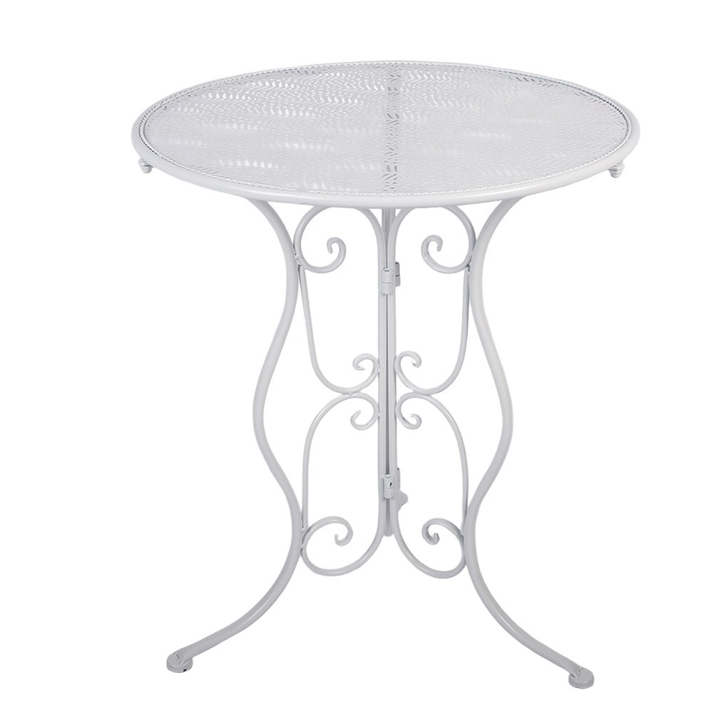 Bistroset Bistrotafel Bistrostoel 3-delig Ø 60x70 / 50x40x93 cm Wit Metaal
